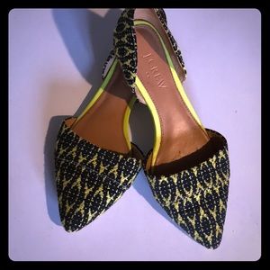 Black and yellow jcrew flats